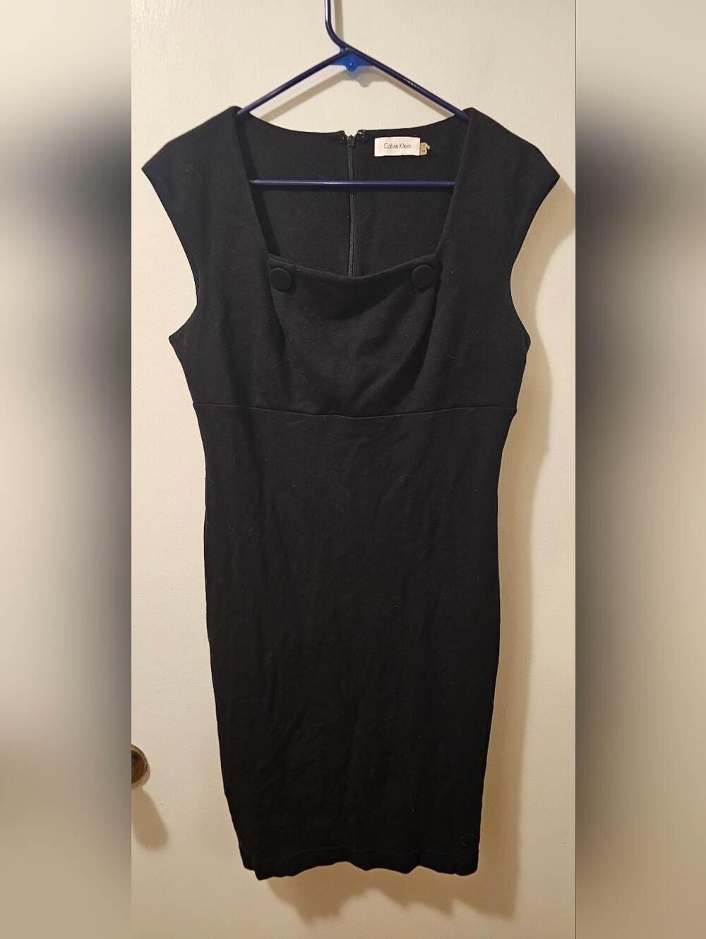 Calvin Klein Black‎ Sheath Dress Square Neckline Sleeveless Women's Size 10